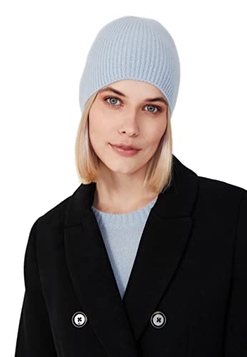 Style & Republic Kaschmir Sport Mütze-Beanie Damen aus 100% Cashmere - Dein kuscheliger Premium Beanie für stilvolle Herbst- & Winter-Momente - Pastellblau von Style & Republic