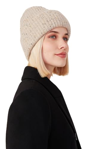 Style & Republic Kaschmir Mütze-Beanie Damen aus 100% Cashmere - Dein kuscheliger Premium Beanie für stilvolle Herbst- & Winter-Momente - Taupe Melange von Style & Republic