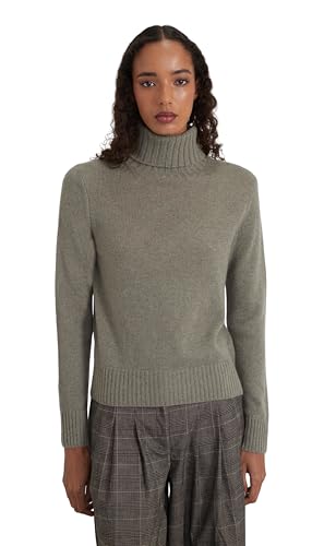 Style & Republic Damen Rollkragenpullover aus 100% Kaschmir, Regular-Passform, stilvoller Premium-Cashmere-Strickpullover für Herbst und Winter, Olive Melange M von Style & Republic