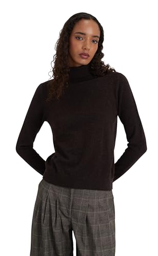 Style & Republic Damen Rollkragenpullover aus 100% Kaschmir, Slim-Fit-Passform, stilvoller Premium-Cashmere-Strickpullover für Herbst und Winter, Coffee M von Style & Republic