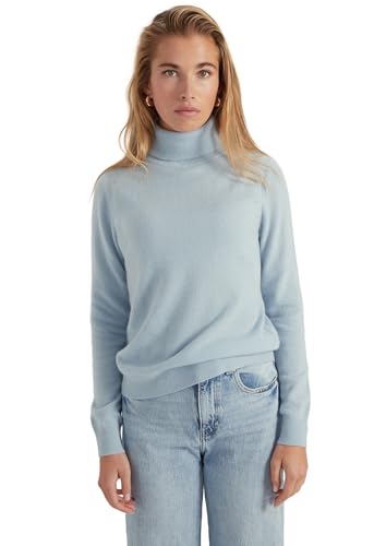Style & Republic Damen Rollkragenpullover aus 100% Kaschmir, Slim-Fit-Passform, stilvoller Premium-Cashmere-Strickpullover für Herbst und Winter, blau L von Style & Republic