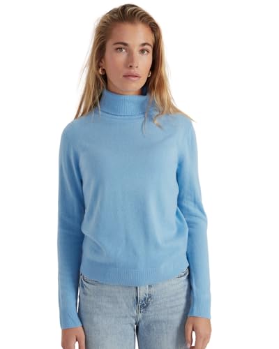 Style & Republic Damen Rollkragenpullover aus 100% Kaschmir, Slim-Fit-Passform, stilvoller Premium-Cashmere-Strickpullover für Herbst und Winter, blau M von Style & Republic