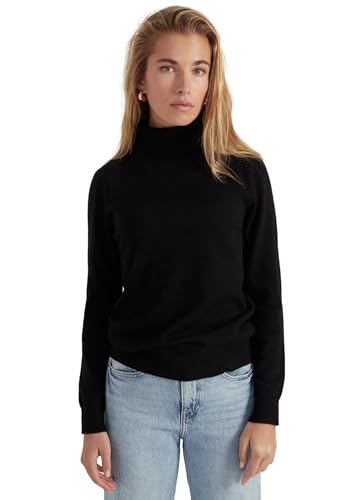 Style & Republic Damen Rollkragenpullover aus 100% Kaschmir, Slim-Fit-Passform, stilvoller Premium-Cashmere-Strickpullover für Herbst und Winter, schwarz L von Style & Republic