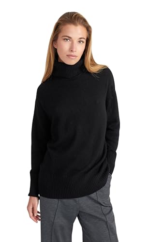 Style & Republic Damen Rollkragenpullover mit Oversize-Passform aus 100% Kaschmir, stilvoller Premium-Cashmere-Strickpullover mit Turtleneck für Herbst und Winter - Black L von Style & Republic