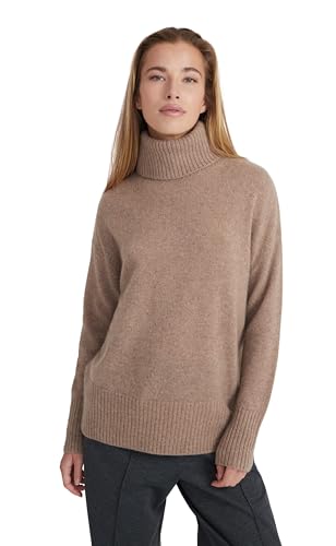 Style & Republic Damen Rollkragenpullover mit Oversize-Passform aus 100% Kaschmir, stilvoller Premium-Cashmere-Strickpullover mit Turtleneck für Herbst und Winter - Nougat L von Style & Republic