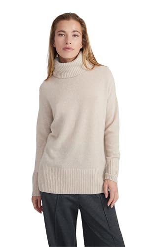 Style & Republic Damen Rollkragenpullover mit Oversize-Passform aus 100% Kaschmir, stilvoller Premium-Cashmere-Strickpullover mit Turtleneck für Herbst und Winter - Sand M von Style & Republic