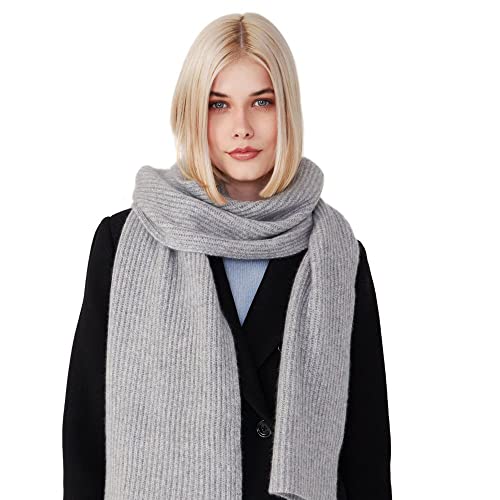 Style & Republic Damen Schal aus 100% Kaschmir | edler Damen-Schal aus feinstem Cashmere | Größe 196 x 28 cm (Hellgrau Melange) von Style & Republic
