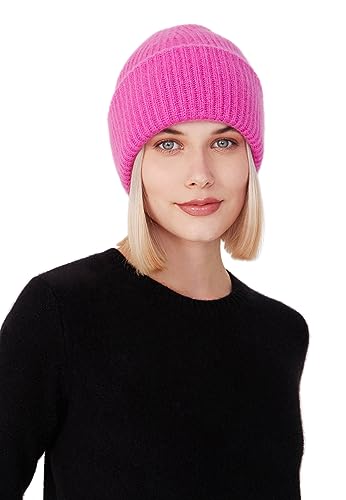 Style & Republic Kaschmir Mütze-Beanie Damen aus 100% Cashmere - Dein kuscheliger Premium Beanie für stilvolle Herbst- & Winter-Momente - Fuchia von Style & Republic