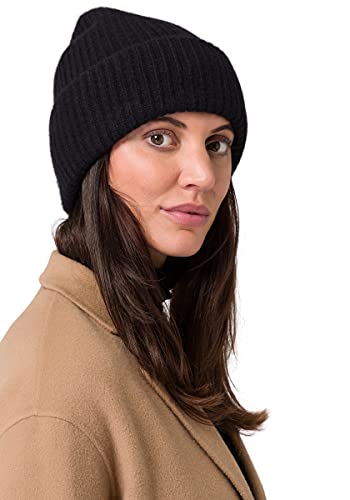 Style & Republic Kaschmir Mütze-Beanie Damen aus 100% Cashmere - Dein kuscheliger Premium Beanie für stilvolle Herbst- & Winter-Momente - Schwarz von Style & Republic