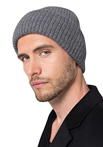 Style & Republic Herren Beanie aus 100% Kaschmir | edle Männer-Mütze aus feinstem Cashmere | Bundumfang 56cm (Grau Melange) von Style & Republic