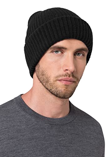 Style & Republic Herren Beanie aus 90% Wolle und 10% Kaschmir | edle Mütze aus feinster Merinowolle und Kaschmir (Schwarz) von Style & Republic