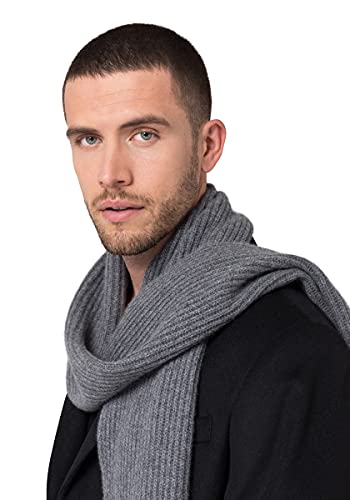 Style & Republic Herren Schal aus 100% Kaschmir | edler Männer-Schal aus feinstem Cashmere | Größe 196 x 28 cm (Grau Melange) von Style & Republic