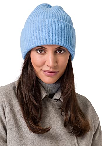 Style & Republic Kaschmir Mütze-Beanie Damen aus 100% Cashmere - Dein kuscheliger Premium Beanie für stilvolle Herbst- & Winter-Momente - Hellblau von Style & Republic