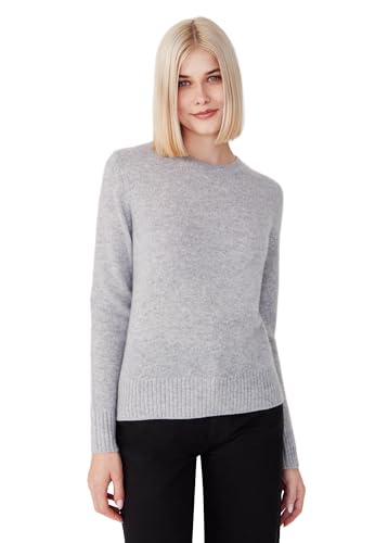 Style & Republic Kaschmir Pullover-Damen elegant aus 100% Cashmere - Dein kuscheliger Premium Strickpullover für stilvolle Herbst- & Winter-Momente - Light Grey Melange M von Style & Republic