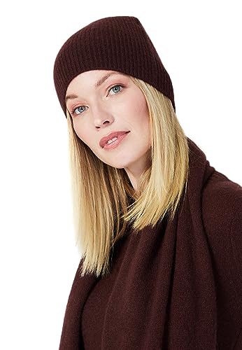 Style & Republic Kaschmir Sport Mütze-Beanie Damen aus 100% Cashmere - Dein kuscheliger Premium Beanie für stilvolle Herbst- & Winter-Momente - Chocolate von Style & Republic