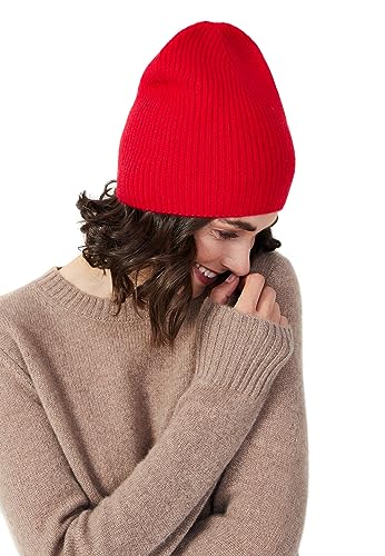 Style & Republic Kaschmir Sport Mütze-Beanie Damen aus 100% Cashmere - Dein kuscheliger Premium Beanie für stilvolle Herbst- & Winter-Momente - Crimson von Style & Republic