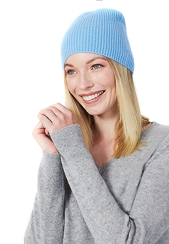 Style & Republic Kaschmir Sport Mütze-Beanie Damen aus 100% Cashmere - Dein kuscheliger Premium Beanie für stilvolle Herbst- & Winter-Momente - ICY Blue von Style & Republic