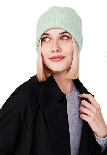Style & Republic Kaschmir Sport Mütze-Beanie Damen aus 100% Cashmere - Dein kuscheliger Premium Beanie für stilvolle Herbst- & Winter-Momente - pastgreen von Style & Republic