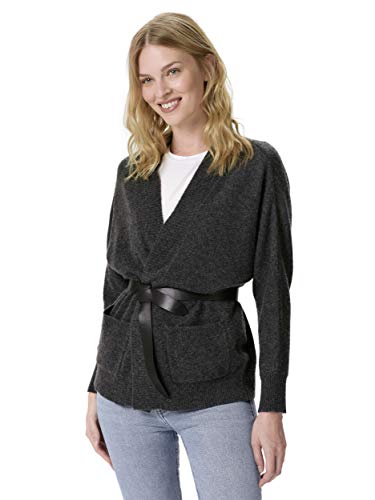 Style & Republic Short Cardigan für Damen, Anthrazit, aus Cashmere, mit Saum aus Rippe, Fledermausärmeln und Fronttaschen, S von Style & Republic