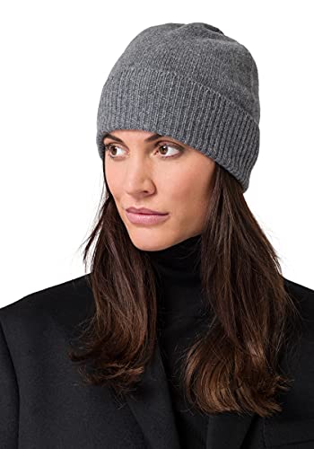 Style & Republic Kaschmir Sport Mütze-Beanie Damen aus 100% Cashmere - Dein kuscheliger Premium Beanie für stilvolle Herbst- & Winter-Momente - Grey von Style & Republic