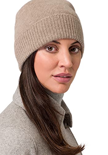 Style & Republic Kaschmir Sport Mütze-Beanie Damen aus 100% Cashmere - Dein kuscheliger Premium Beanie für stilvolle Herbst- & Winter-Momente - Nougat von Style & Republic