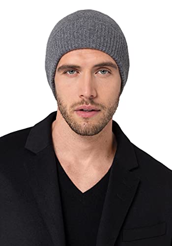 Style & Republic Sport Beanie, dunkelgraue Mütze aus 100% Kaschmir, Unisize mit 44 cm Bundumfang und 6,5 cm Umschlag, Herren von Style & Republic