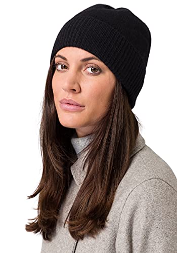 Style & Republic Kaschmir Sport Mütze-Beanie Damen aus 100% Cashmere - Dein kuscheliger Premium Beanie für stilvolle Herbst- & Winter-Momente - Black von Style & Republic