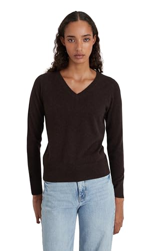 Style & Republic V-Neck Kaschmir Pullover-Damen elegant aus 100% Cashmere - Dein kuscheliger Premium Strickpullover für stilvolle Herbst- & Winter-Momente - Coffee L von Style & Republic