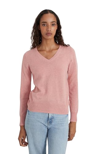 Style & Republic V-Neck Kaschmir Pullover-Damen elegant aus 100% Cashmere - Dein kuscheliger Premium Strickpullover für stilvolle Herbst- & Winter-Momente Coral Melange XS von Style & Republic