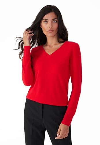 Style & Republic V-Neck Kaschmir Pullover-Damen elegant aus 100% Cashmere - Dein kuscheliger Premium Strickpullover für stilvolle Herbst- & Winter-Momente - Crimson L von Style & Republic