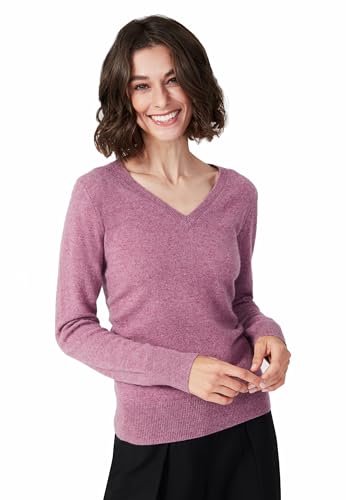 Style & Republic V-Neck Kaschmir Pullover-Damen elegant aus 100% Cashmere - Dein kuscheliger Premium Strickpullover für stilvolle Herbst- & Winter-Momente Dull Rose XS von Style & Republic