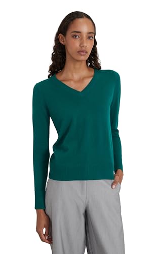 Style & Republic V-Neck Kaschmir Pullover-Damen elegant aus 100% Cashmere - Dein kuscheliger Premium Strickpullover für stilvolle Herbst- & Winter-Momente - Forest L von Style & Republic