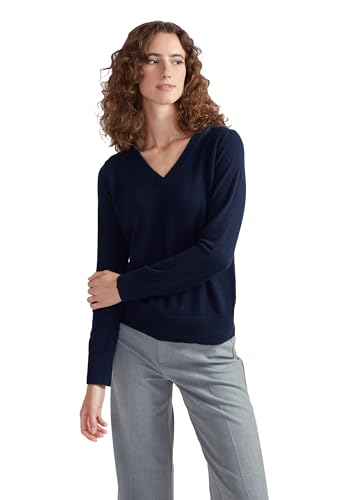 Style & Republic V-Neck Kaschmir Pullover-Damen elegant aus 100% Cashmere - Dein kuscheliger Premium Strickpullover für stilvolle Herbst- & Winter-Momente Navy S von Style & Republic