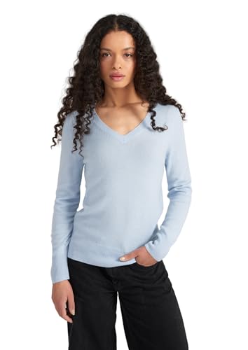 Style & Republic V-Neck Kaschmir Pullover-Damen elegant aus 100% Cashmere - Dein kuscheliger Premium Strickpullover für stilvolle Herbst- & Winter-Momente Pastel Blue XS von Style & Republic