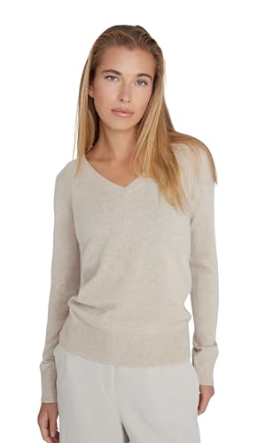Style & Republic V-Neck Kaschmir Pullover-Damen elegant aus 100% Cashmere - Dein kuscheliger Premium Strickpullover für stilvolle Herbst- & Winter-Momente Pastel Sand S von Style & Republic