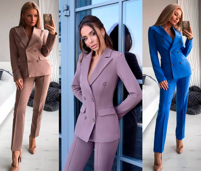 Frauen-Jacke-Hosen-Klage Hosenanzug Chic Ooffizielle Elegante Cocktail-Abschluss-Tiara-stoff-Mokka-Pulver Blau-Grau-Schwarz von StyleAndTrends