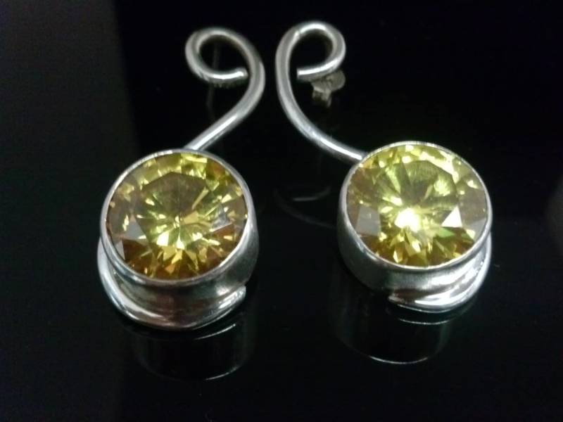 Handgemachte Sterling Silber Gelb Zirkonia Ohrstecker Cocktail Schmuck Handgemachte Sterling Silber Gelb Zirkonia Ohrstecker Cocktail Schmuck von StyleCenter