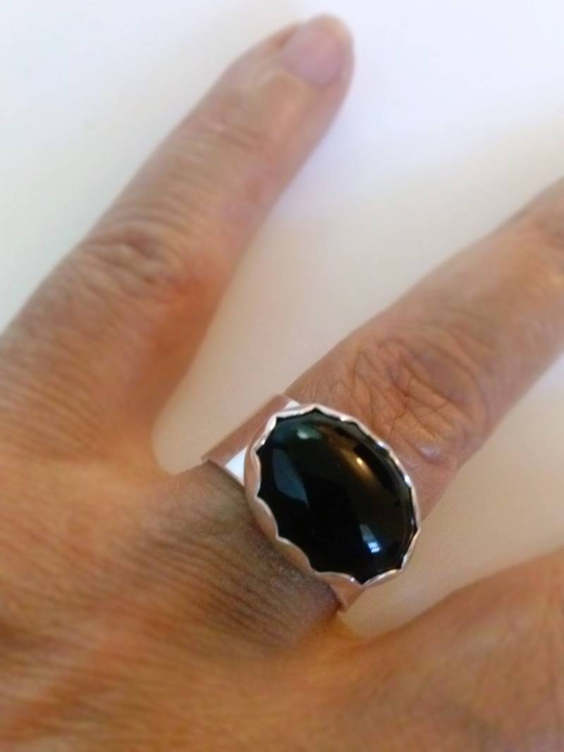Handgemachte Oval Schwarzer Onyx Ring Sterling Silber Modeschmuck Handgemachte Oval Schwarzer Onyx Ring Sterling Silber Modeschmuck von StyleCenter