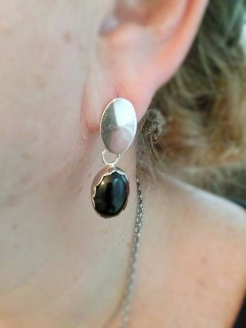 Handgemachte Oval Onyx Sterling Silber Ohrringe Schwarze Edelstein Beiträge Handgemachte Oval Onyx Sterling Silber Ohrringe Schwarze Edelstein Beiträge von StyleCenter