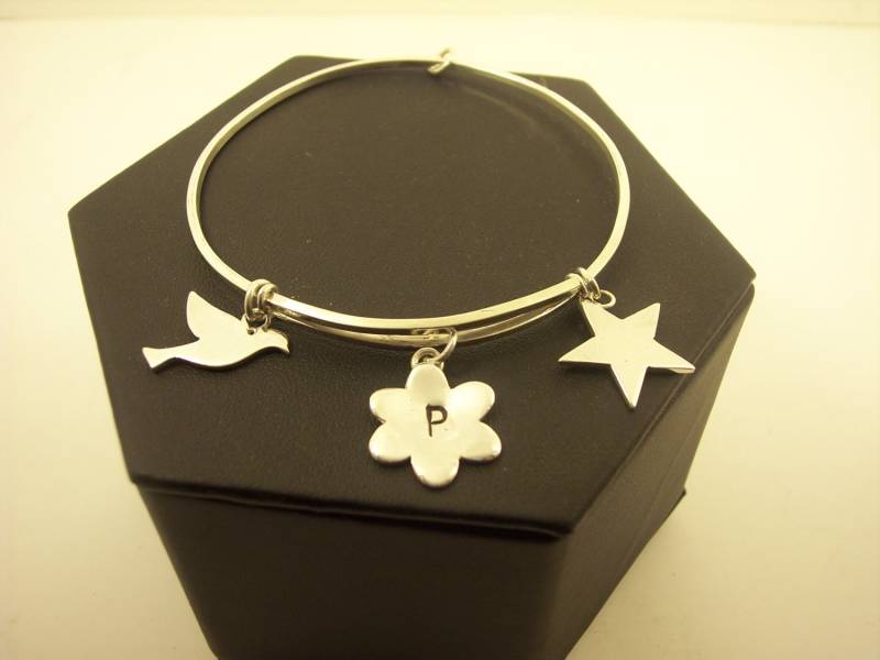 Personalisierter Sterlingsilber Armreif Benutzerdefinierte Anfangsmonogramm, Verstellbares Bettelarmband Personalisierter Sterlingsilber Armreif Benutzerdefinierte Anfangsmonogramm, Verstellbares Bettelarmband von StyleCenter