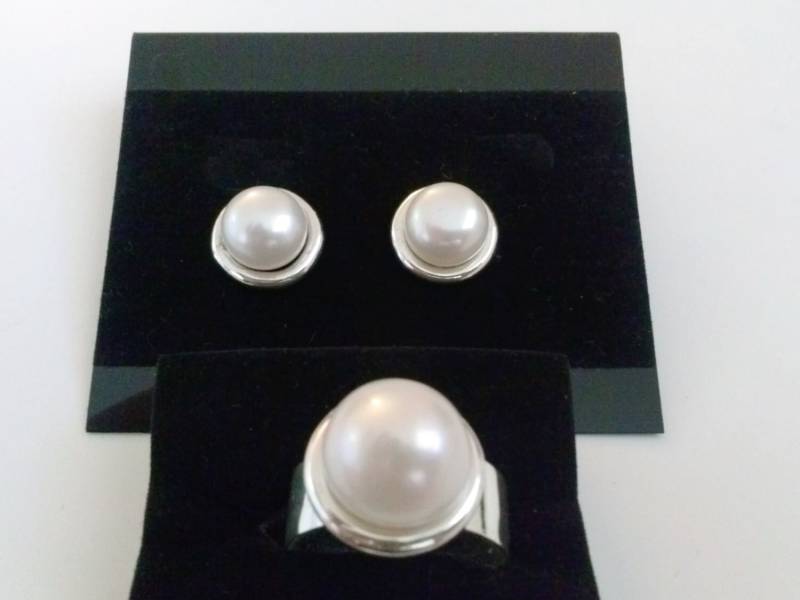 Handgemachter Sterling Silber Ring Und Ohrringe Set Süßwasserperle Brautschmuck von StyleCenter