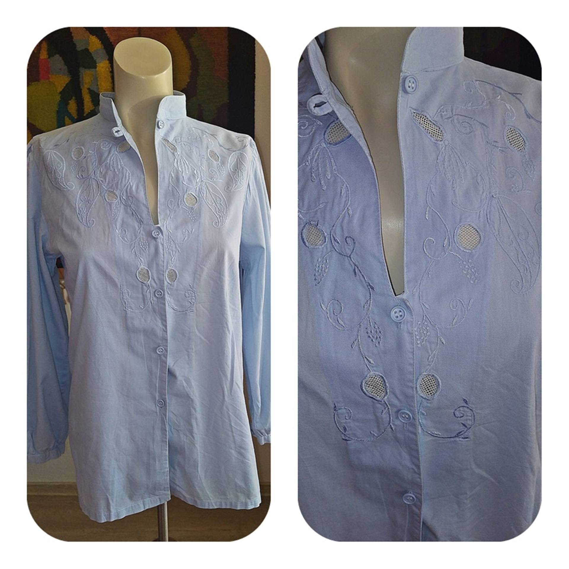 100% Baumwolle/Vintage Bestickte Blaue Bluse/Indien von StyleFromMe