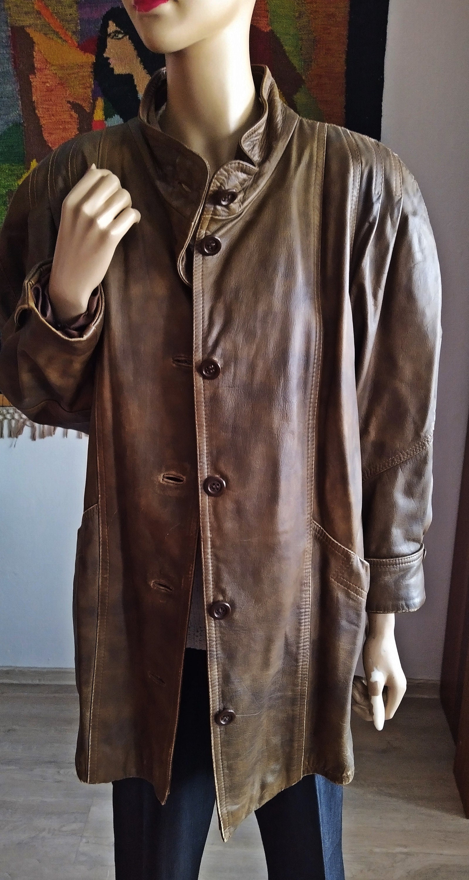 Echtleder Brauner Mantel/Vintage Langer Mantel von StyleFromMe