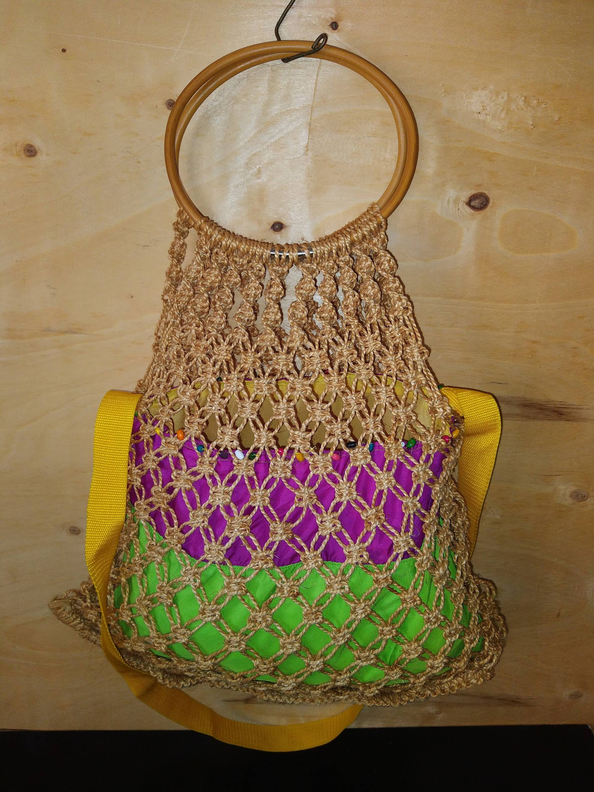 Sisal Tasche/Umhängetasche/Holzgriff/Handmade/Kostenloser Versand von StyleFromMe