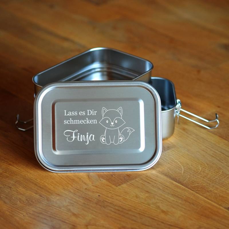 Brotdose Fuchs Lunchbox Brotbox Brotbüchse Einschulung Kinder Kindermotiv Kita Frühstück Frühstücksbox 2 Fächer Personalisiert Name von StyleGravur