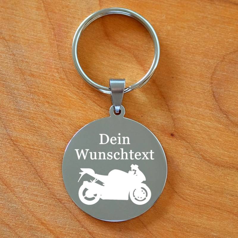 Motorrad Wunschtext Rund Wunschgravur Schlüssselanhänger Personalisiert Motorradsaison Gute Fahrt Führerschein von StyleGravur