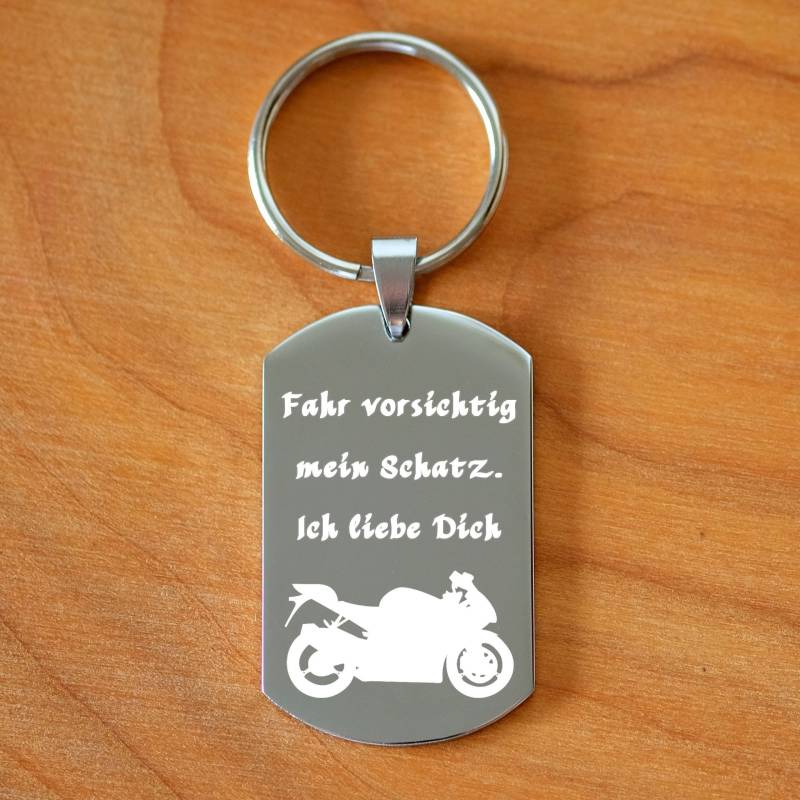 Motorrad Wunschtext Wunschgravur Schlüssselanhänger Personalisiert Motorradsaison Gute Fahrt Führerschein von StyleGravur