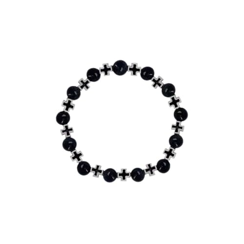 StyleJella Leder-Wickelarmbänder für Frauen mit Edelstahl-Kreuz und doppeltem Charm-Anhänger, trendige mehrschichtige Manschetten-Armreif-Armbänder mit Link, Kabel und Perlenkette, perfekte Geschenke von StyleJella