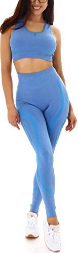 StyleLightOne Damen Fitness-Set Sport-Set Zweiteiler Crop-Top High-Waist Leggings, Blau von StyleLightOne