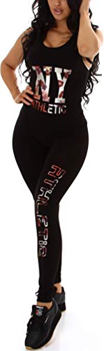 StyleLightOne Damen Fitness Set Sport Zweiteiler Tanktop Leggings Glitzer-Print Aufdruck Freizeit Racerback, OneSize 36, Bunt von StyleLightOne